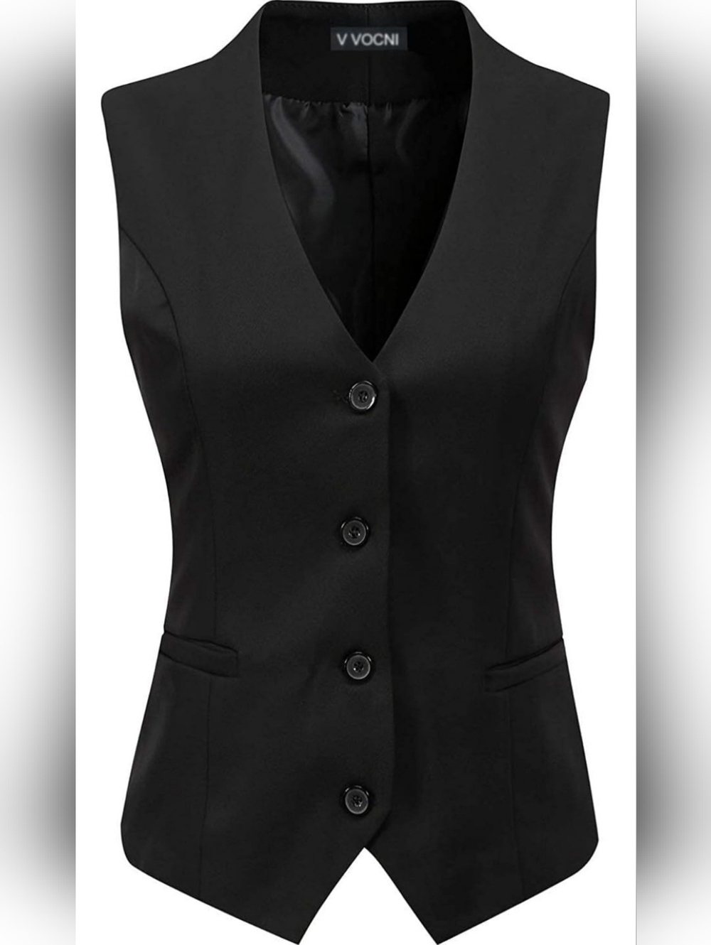 Women's Black Tailored Button Vest